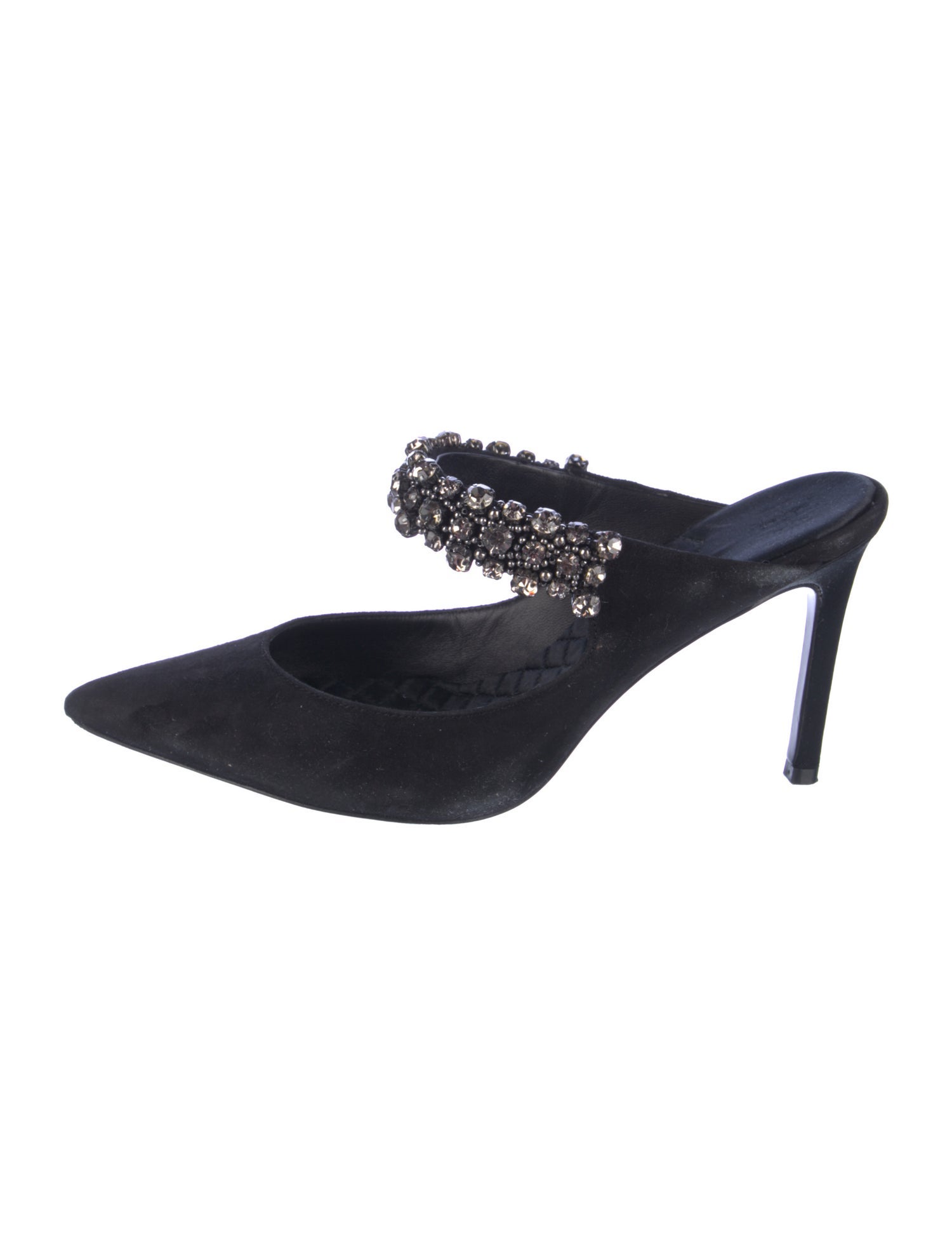 Tory Burch Suede Crystal Embellishments Mules