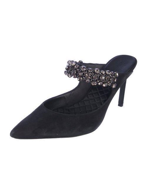 Tory Burch Suede Crystal Embellishments Mules