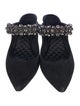 Tory Burch Suede Crystal Embellishments Mules