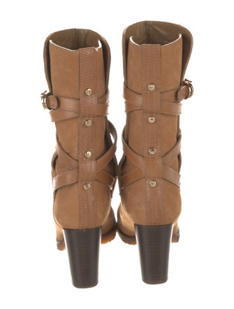 Tory Burch Leather Leather Trim Embellishment Boots