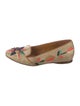 Tory Burch Raffia Floral Print Loafers