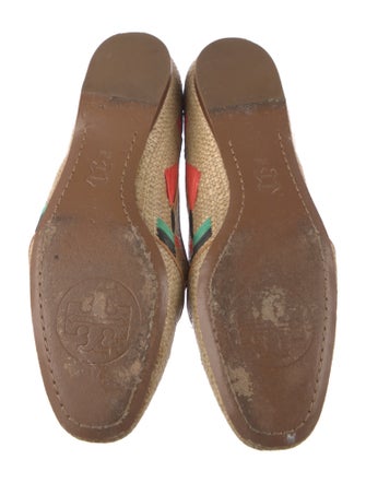 Tory Burch Raffia Floral Print Loafers