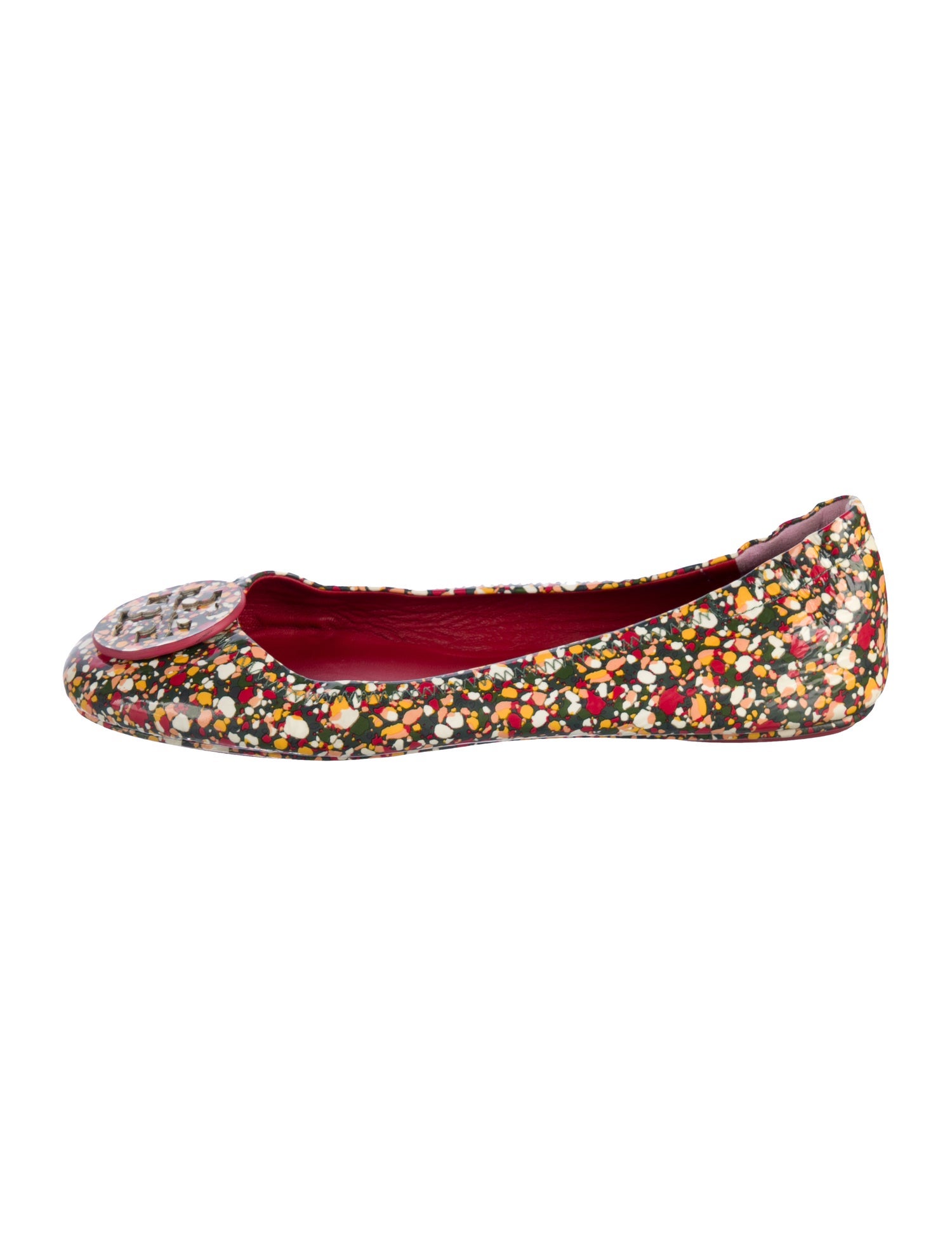 Tory Burch Patent Leather Floral Print Ballet Flats