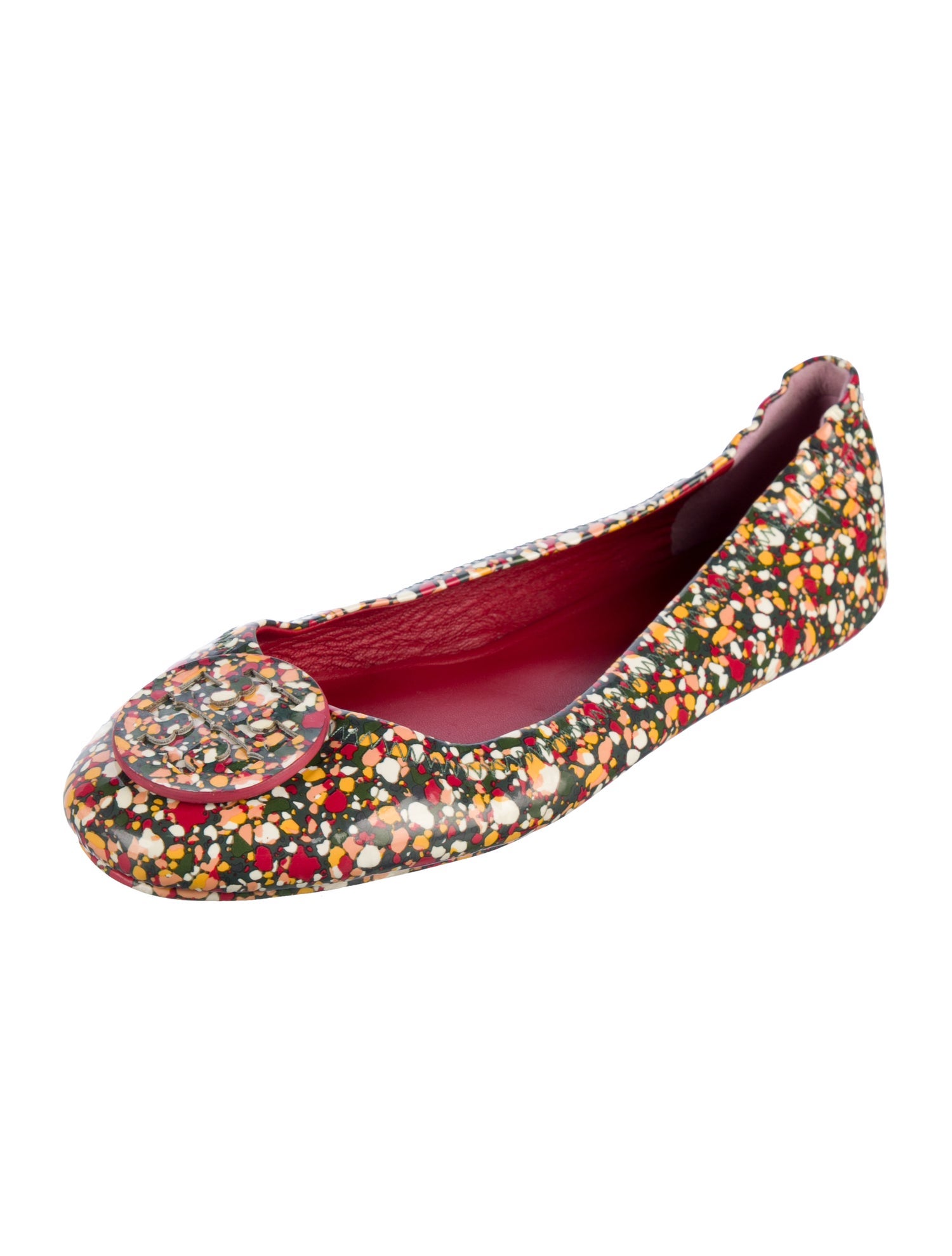 Tory Burch Patent Leather Floral Print Ballet Flats