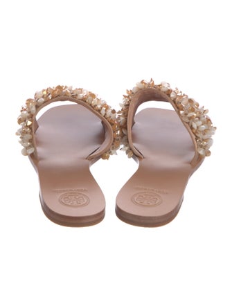 Tory Burch Satin Beaded Accents Slides