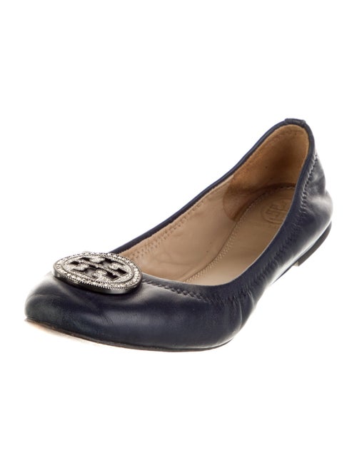 Tory Burch Leather Crystal Embellishments Ballet Flats