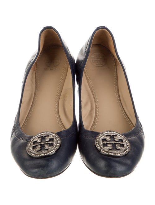 Tory Burch Leather Crystal Embellishments Ballet Flats