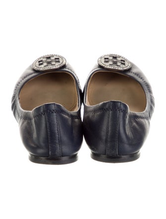 Tory Burch Leather Crystal Embellishments Ballet Flats