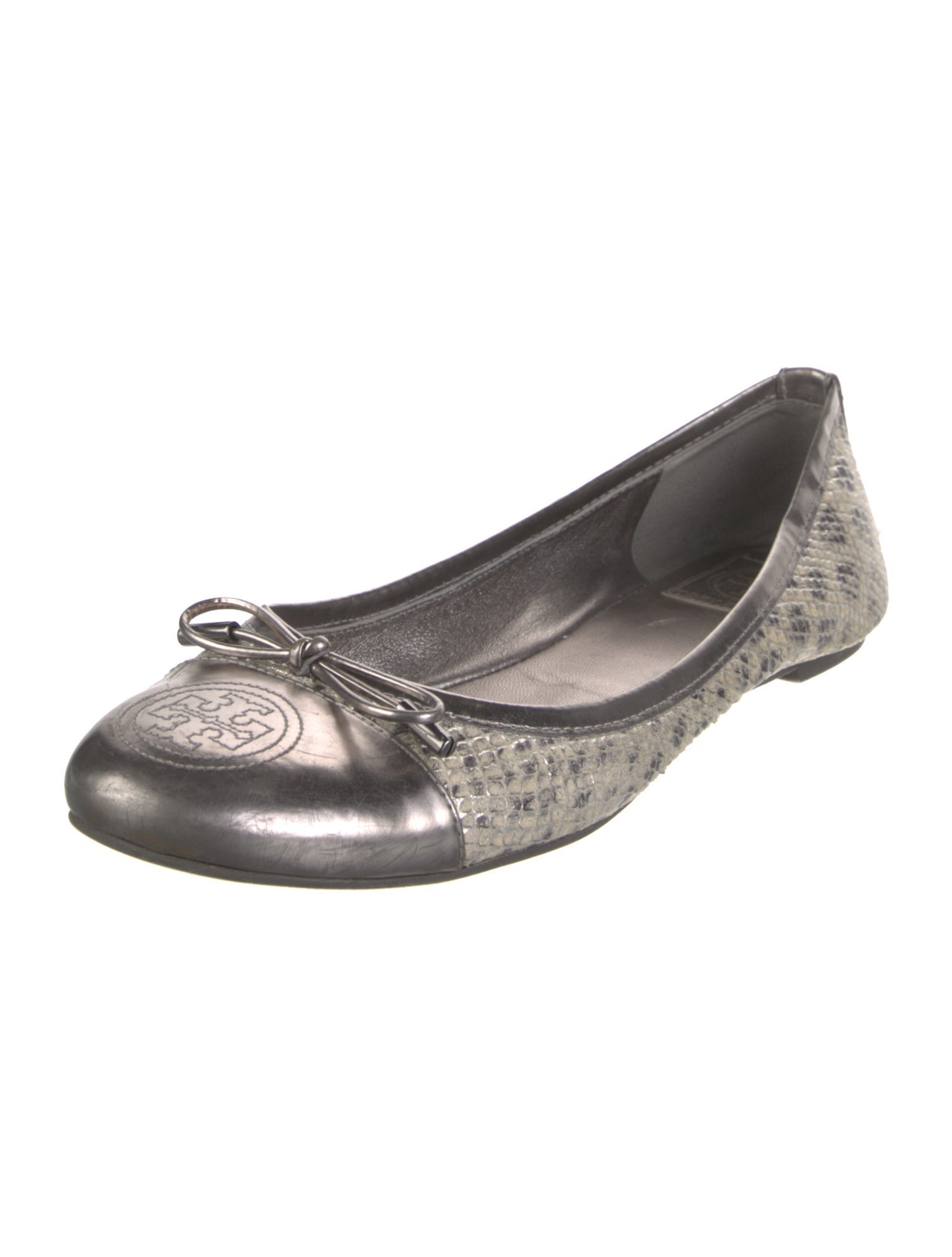 Tory Burch Leather Animal Print Ballet Flats