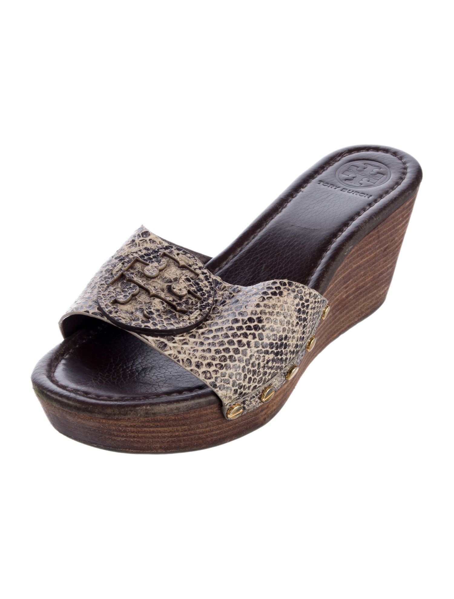 Tory Burch Leather Animal Print Slides