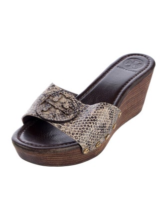 Tory Burch Leather Animal Print Slides