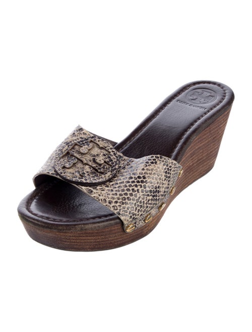 Tory Burch Leather Animal Print Slides