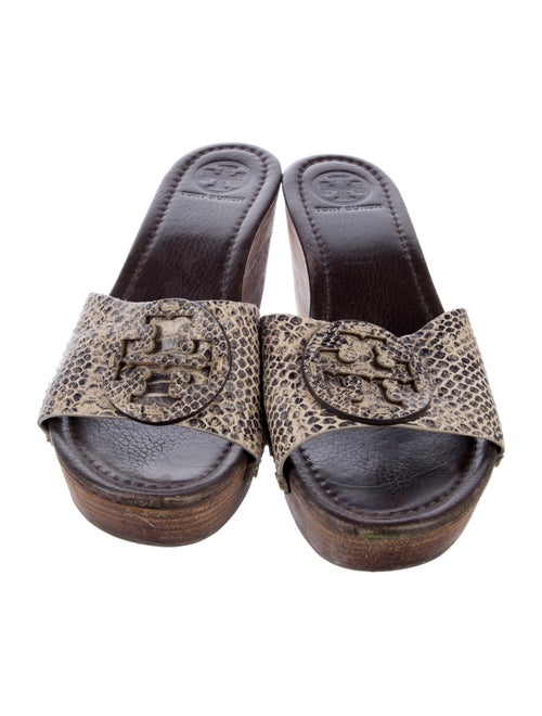 Tory Burch Leather Animal Print Slides
