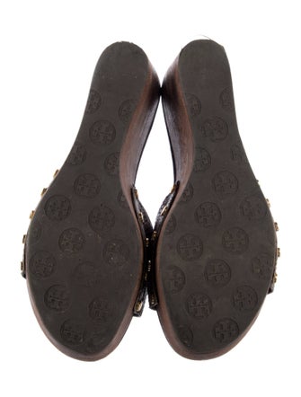 Tory Burch Leather Animal Print Slides