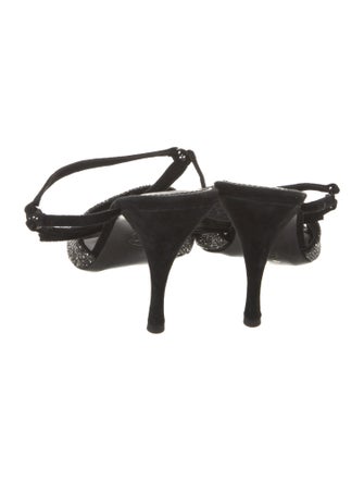 Tory Burch Suede Crystal Embellishments Sandals