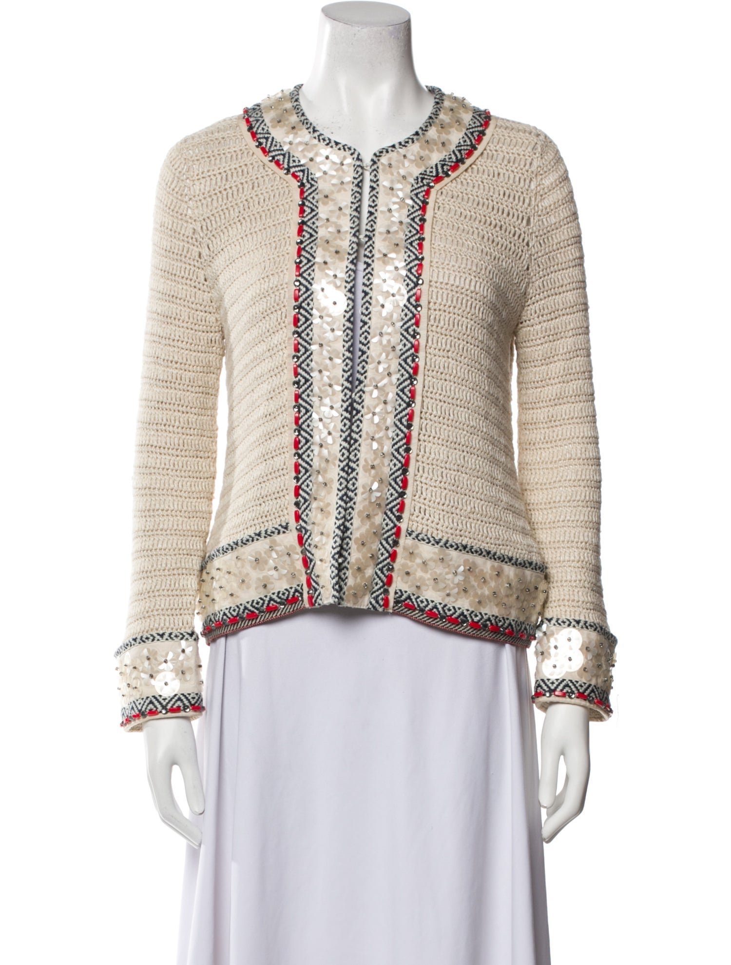 Tory Burch Linen Tweed Pattern Evening Jacket