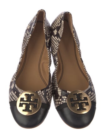 Tory Burch Leather Animal Print Ballet Flats