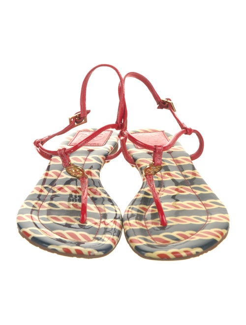 Tory Burch Patent Leather Printed T-Strap Sandals