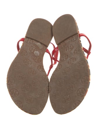 Tory Burch Patent Leather Printed T-Strap Sandals