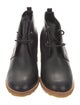 Tory Burch Leather Fur Trim Lace-Up Boots
