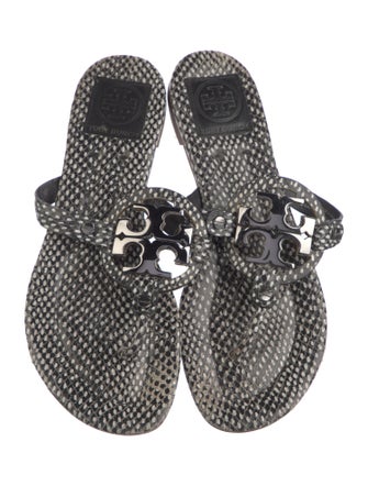 Tory Burch Leather Floral Print Slides