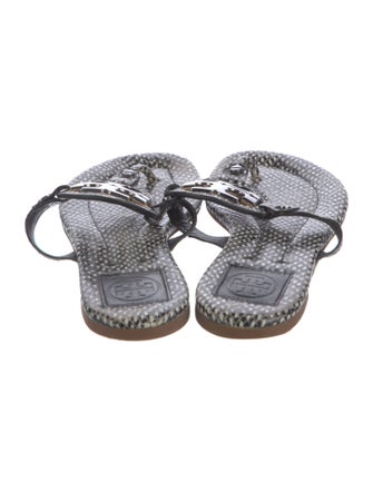 Tory Burch Leather Floral Print Slides