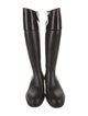 Tory Burch Rubber Leather Trim Embellishment Rain Boots