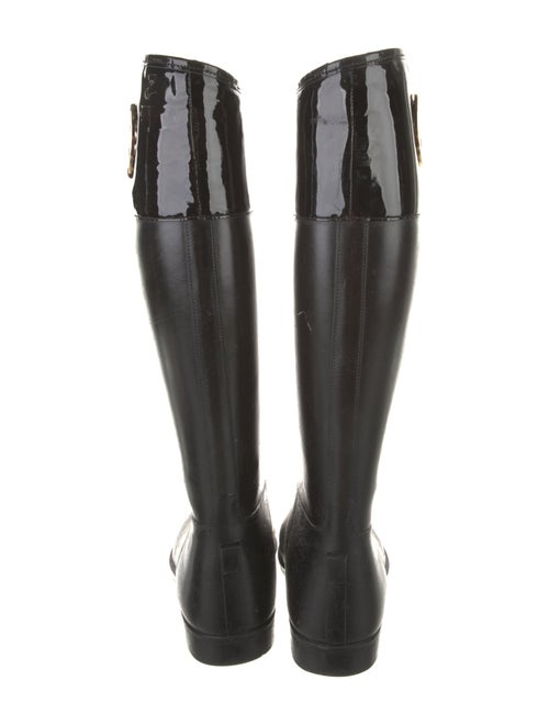 Tory Burch Rubber Leather Trim Embellishment Rain Boots