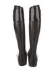 Tory Burch Rubber Leather Trim Embellishment Rain Boots