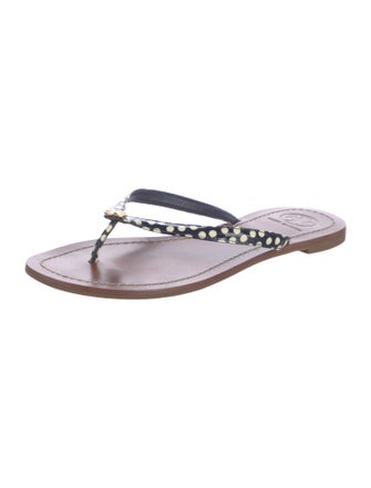 Tory Burch Leather Polka Dot Print Flip Flops