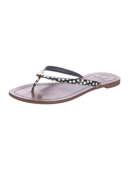 Tory Burch Leather Polka Dot Print Flip Flops