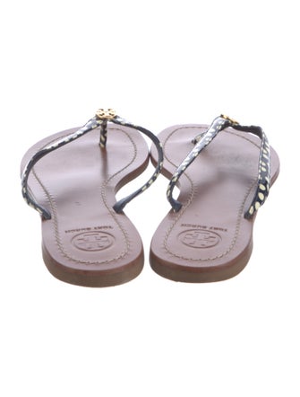Tory Burch Leather Polka Dot Print Flip Flops