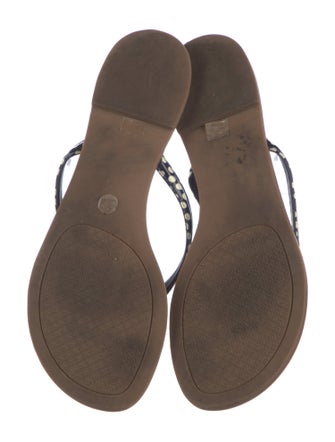 Tory Burch Leather Polka Dot Print Flip Flops
