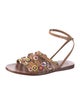 Tory Burch Leather Floral Print Sandals