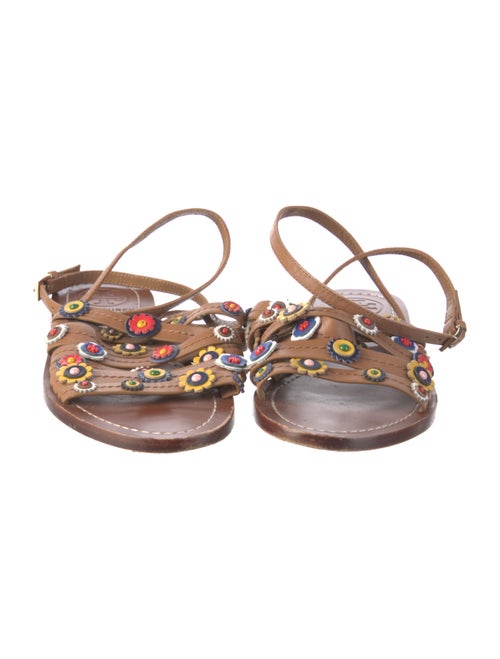Tory Burch Leather Floral Print Sandals