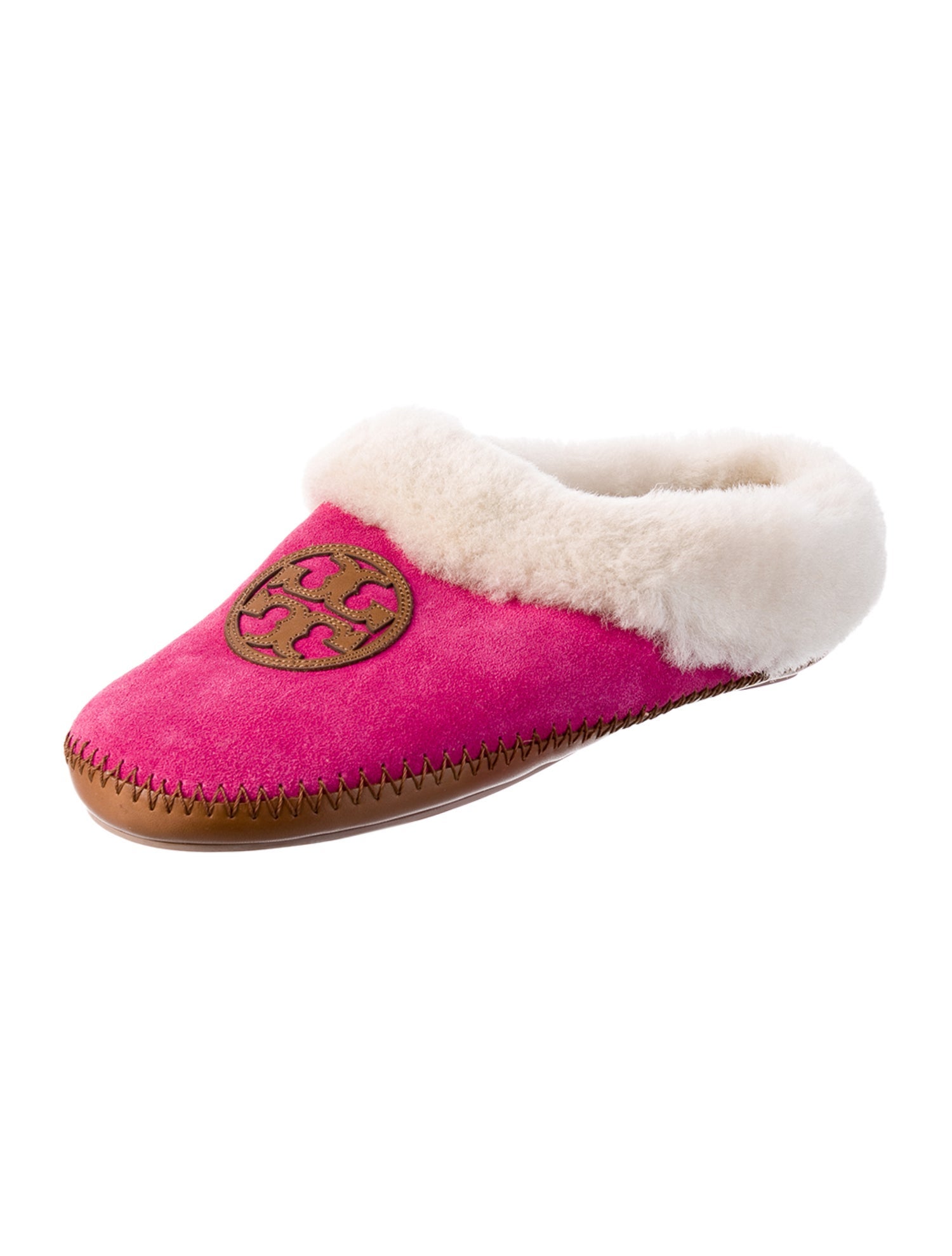 Tory Burch Suede Leather Trim Embellishment Mules