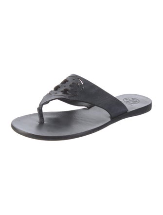 Tory Burch Leather Floral Print Slides