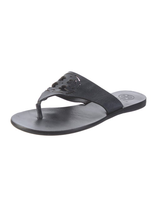 Tory Burch Leather Floral Print Slides