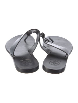 Tory Burch Leather Floral Print Slides