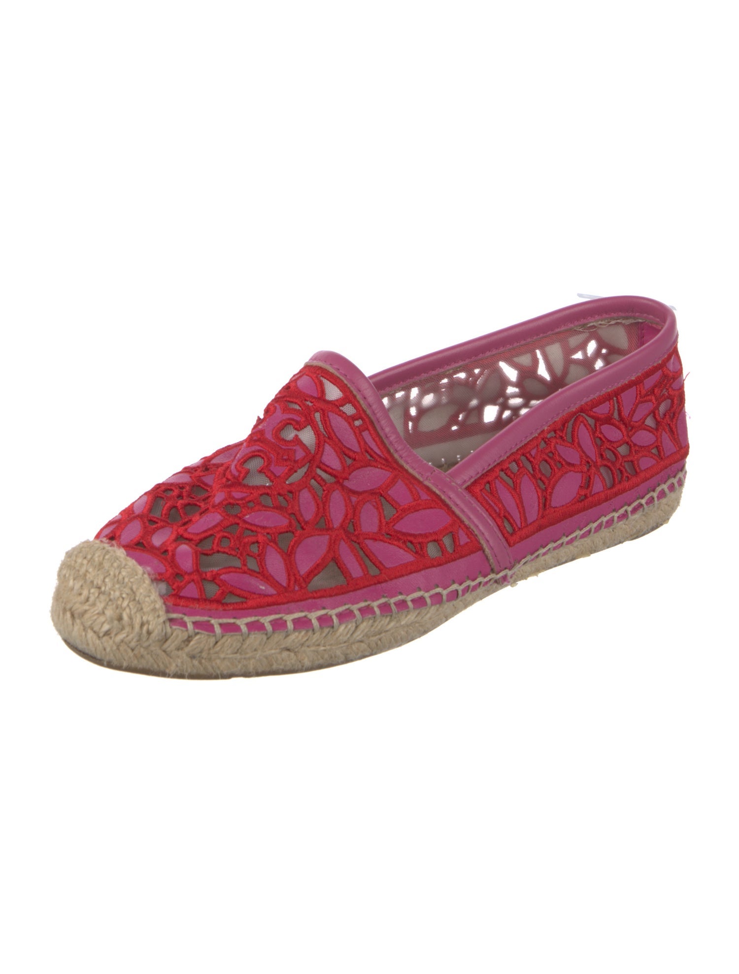 Tory Burch Leather Floral Print Espadrilles