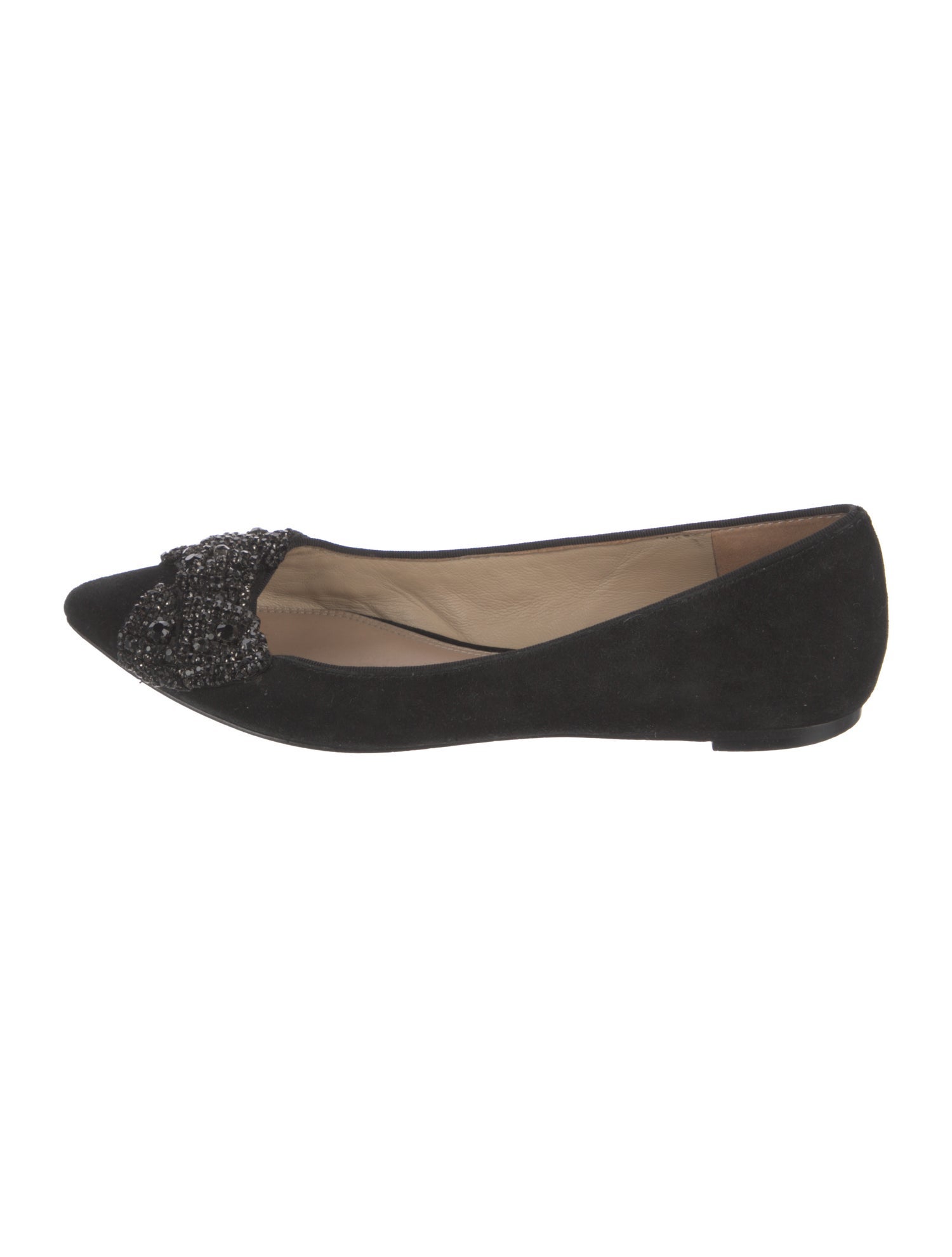 Tory Burch Suede Crystal Embellishments Ballet Flats