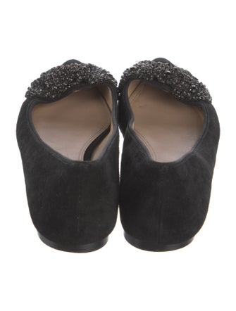 Tory Burch Suede Crystal Embellishments Ballet Flats