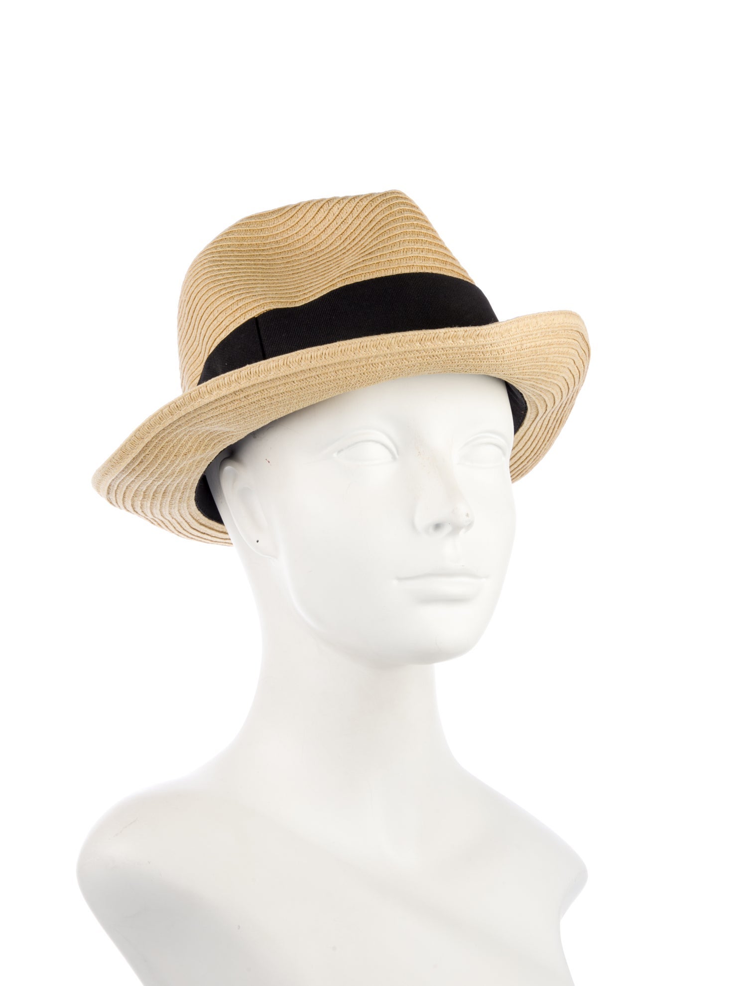 Tory Burch Paper Straw Woven Grosgrain Trim Fedora Hat