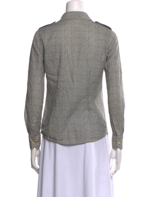 Tory Burch Striped Long Sleeve Button-Up Top