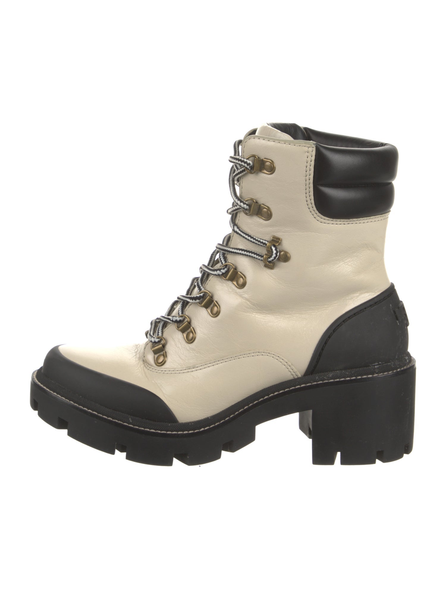 Tory Burch Leather Embroidered Accent Combat Boots