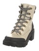 Tory Burch Leather Embroidered Accent Combat Boots