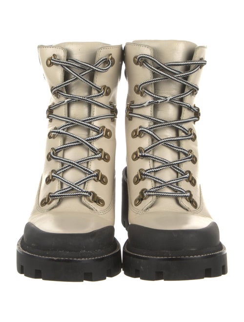 Tory Burch Leather Embroidered Accent Combat Boots
