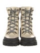 Tory Burch Leather Embroidered Accent Combat Boots