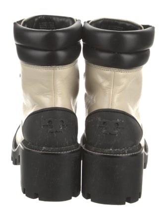 Tory Burch Leather Embroidered Accent Combat Boots