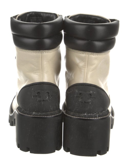 Tory Burch Leather Embroidered Accent Combat Boots